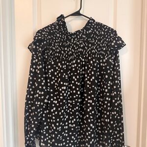 Torrid Black and White Geometric Blouse